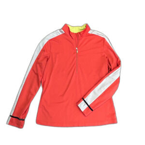 Tail Soft Orange White Stripe 1/2 Zip Long Sleeve Performance Golf Pullover Sz L